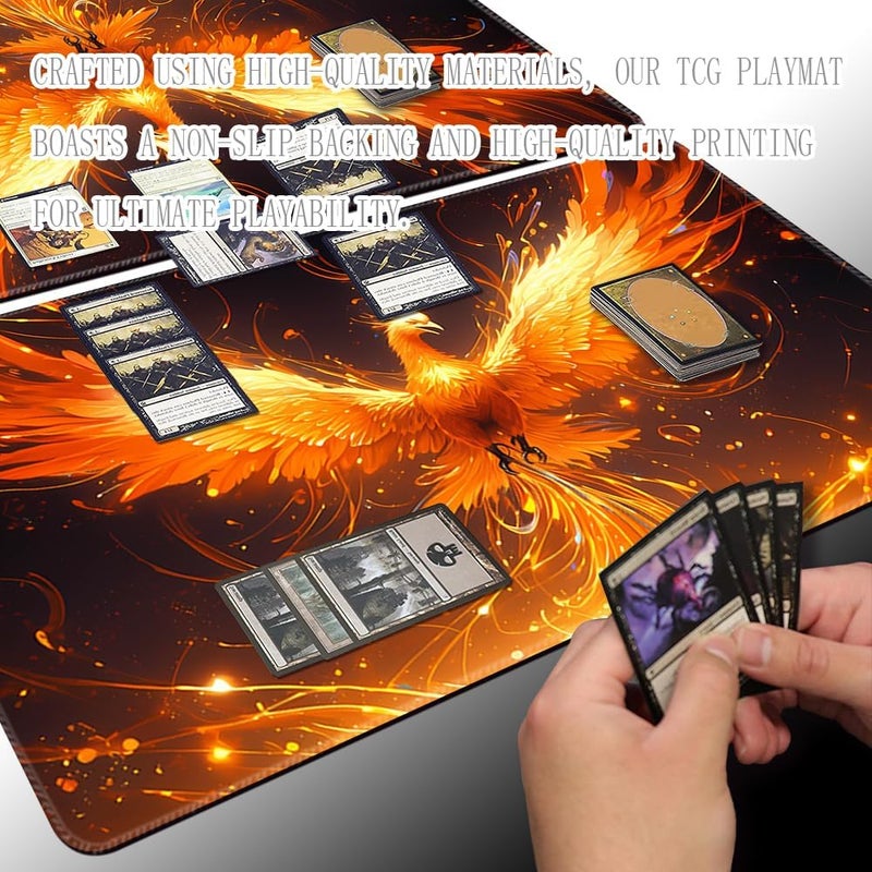 SIXTORE Store Board Game 14x24in MTG Playmat Compatible for OCG CCG RPG TCG Playmats (Fire Phoenix 1) - Image 4